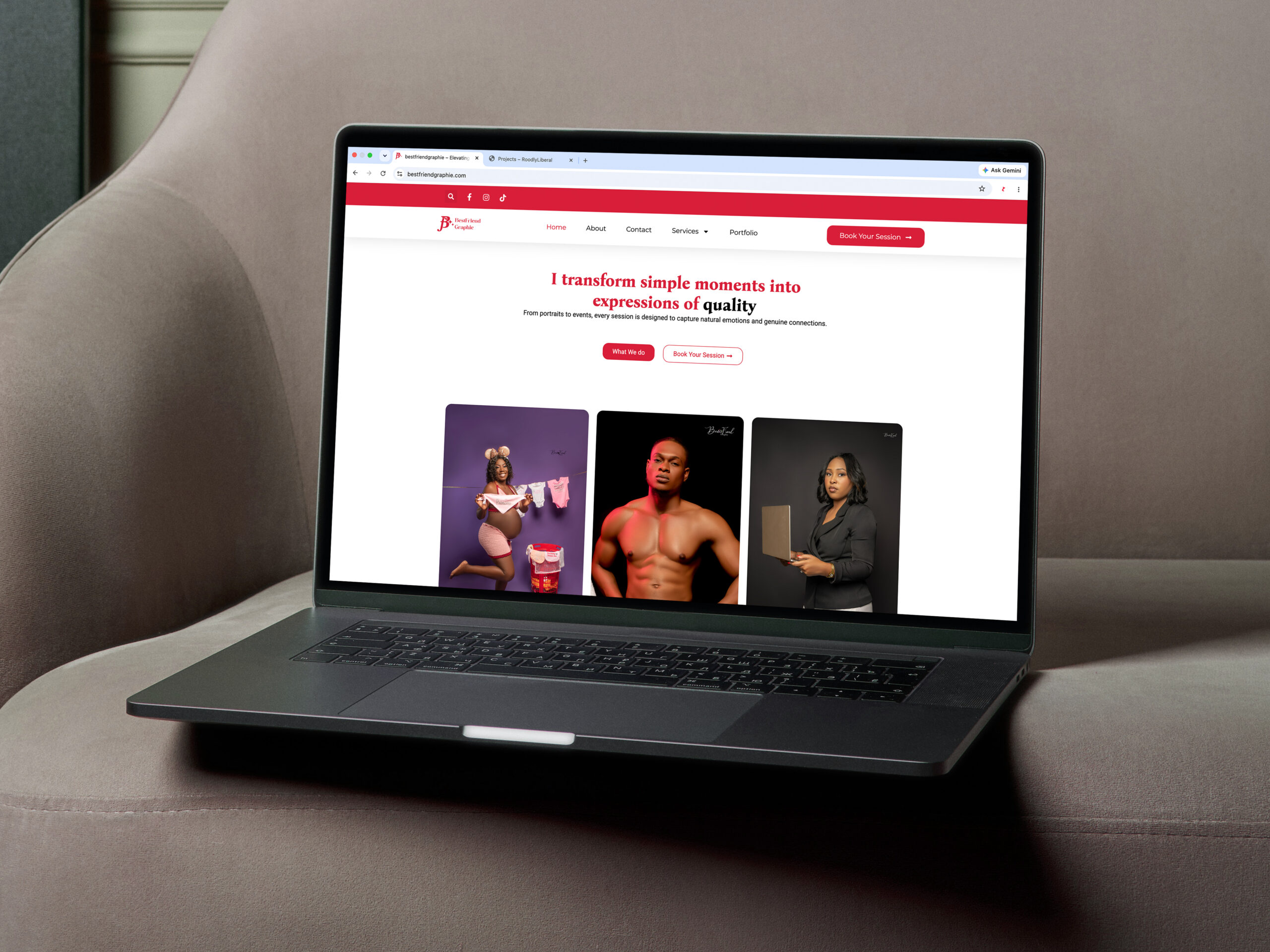 Free Elegant Website Branding Laptop Mockup